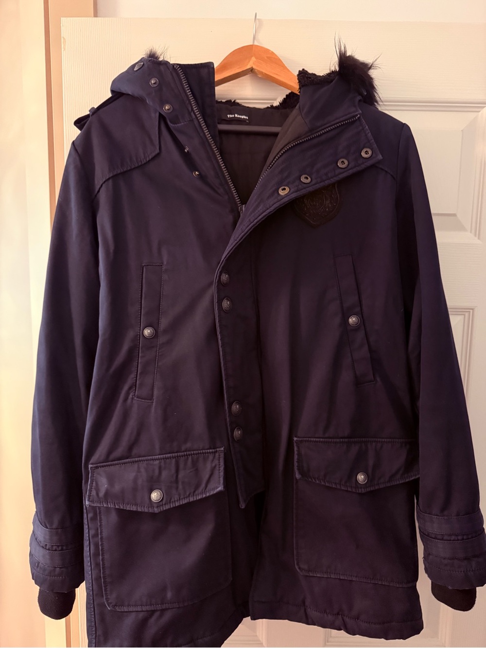 The Kooples Men's Navy Parka Jacket with Hood